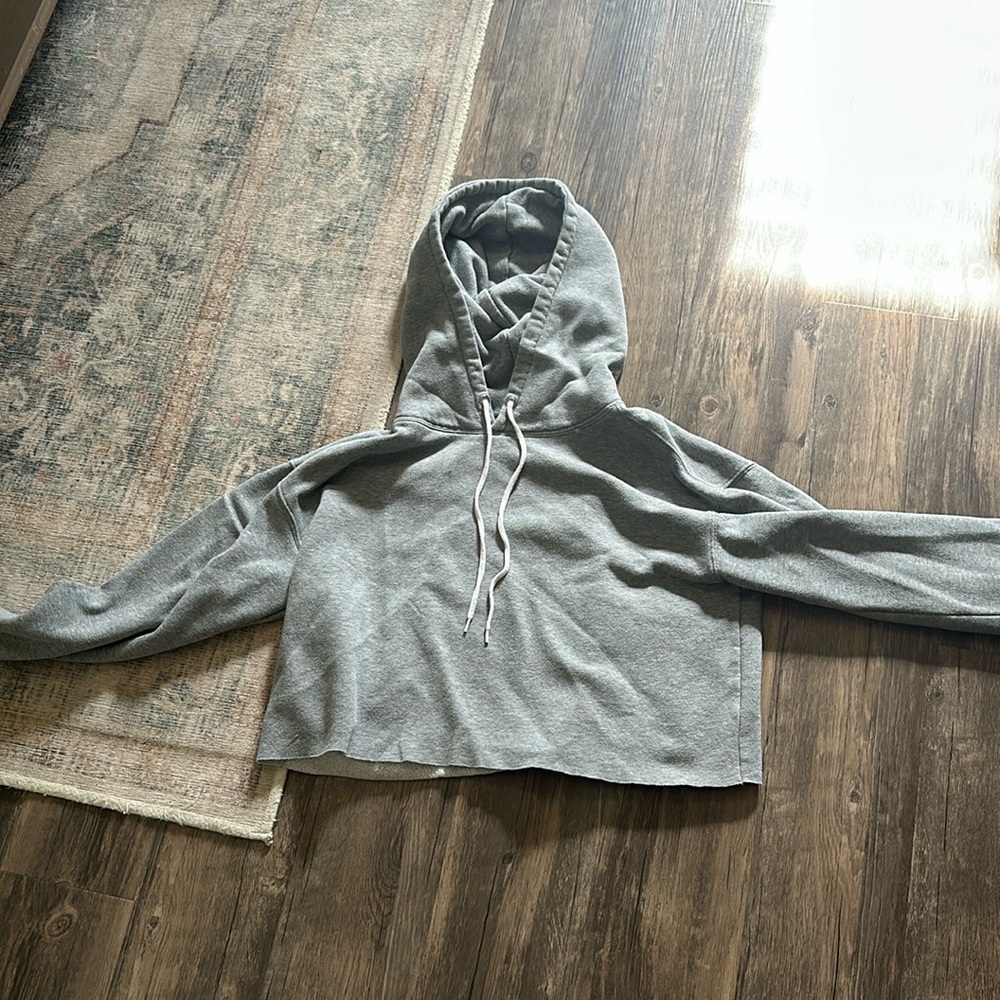 Grey cropped hoodie , size medium